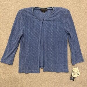 NWT Connected Apparel Periwinkle Blue Crinkle Popcorn 2‎ Piece Cardigan Tank  M